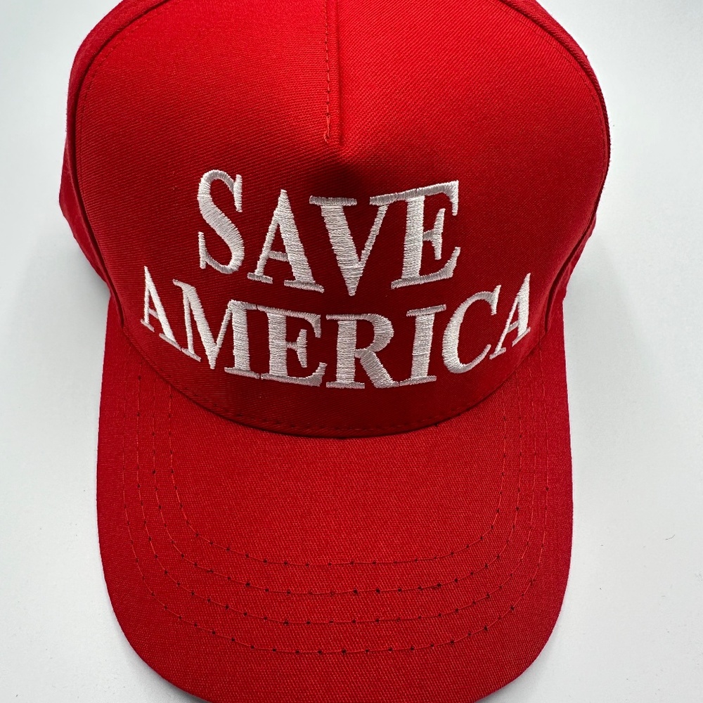 New Cali-Fame Trump Save America Logo Red Trucker Hat Cap One Size